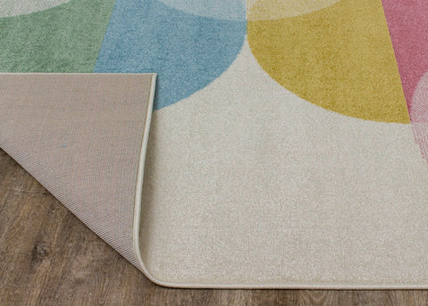 Kids Cream Green Yellow Circles Area Rug by Kalora Interiors