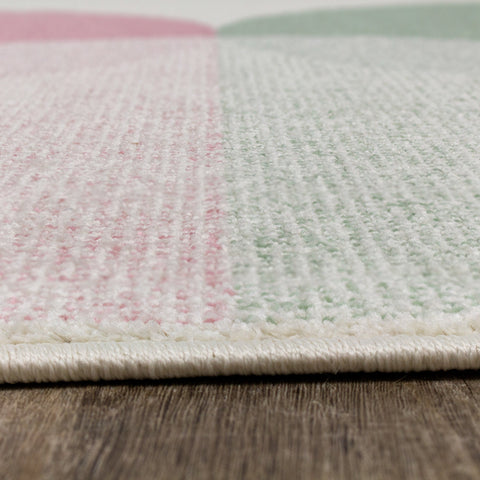 Kids Cream Green Yellow Circles Area Rug by Kalora Interiors