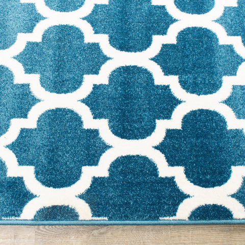 Kyla 11158_140 Teal Cream Ogee Area Rug by Novelle Home
