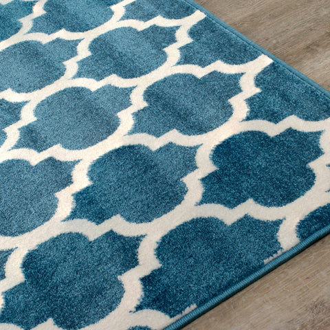 Kyla 11158_140 Teal Cream Ogee Area Rug by Novelle Home