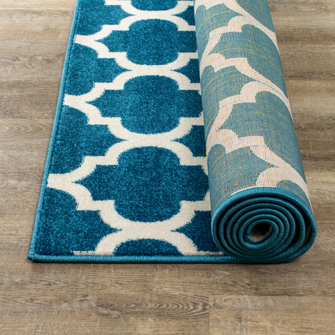 Kyla 11158_140 Teal Cream Ogee Area Rug by Novelle Home