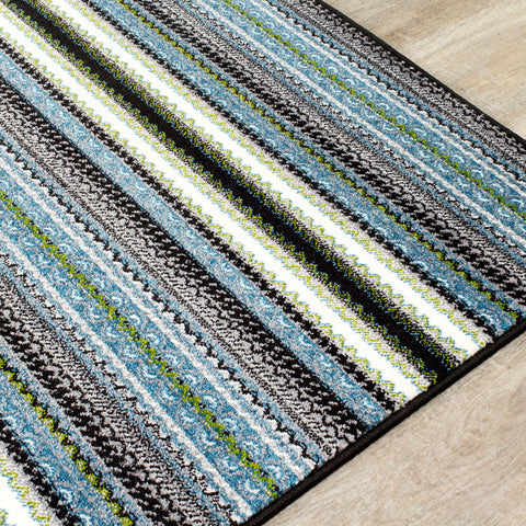 Kyla 11217_198 Grey Blue Banded Stripes Area Rug by Novelle Home