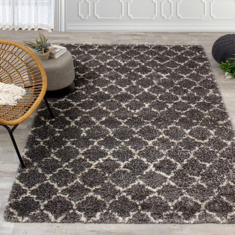 Lane 336_921 Grey Cream Lattice Luxury Rug By Kalora Interiors