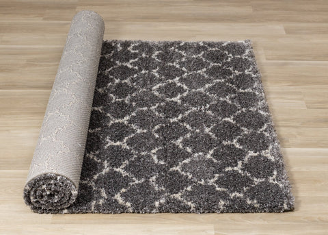 Lane Grey Cream Lattice Luxury Rug by Kalora Interiors
