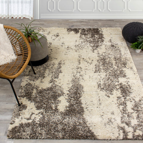 Lane 373_116 Cream Brown Abstract Luxury Rug By Kalora Interiors