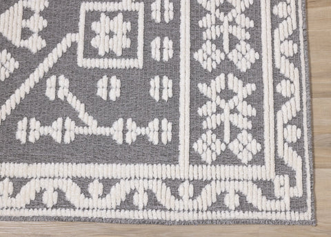 Lawson Grey Cream Elegant Traditional Machine Washable Foldable Rug by Kalora Interiors