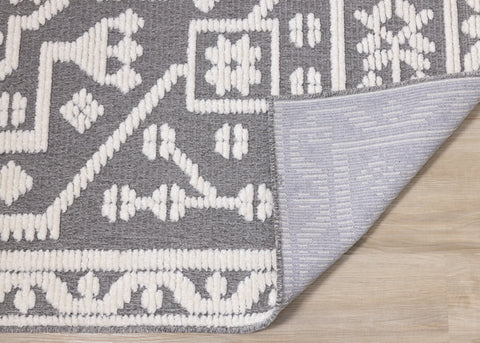 Lawson Grey Cream Elegant Traditional Machine Washable Foldable Rug by Kalora Interiors