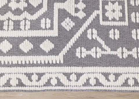 Lawson Grey Cream Elegant Traditional Machine Washable Foldable Rug by Kalora Interiors