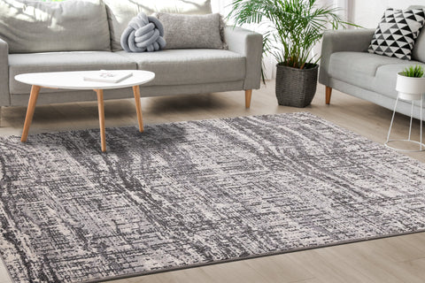 Lyric Grey White Distressed Curvy Rug by Kalora Interiors