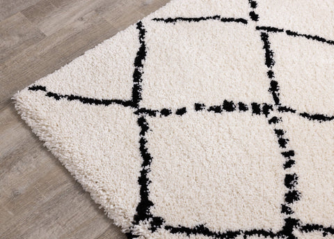 Maroq White Black Diamonds Soft Touch Rug by Kalora Interiors