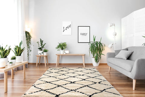 Maroq White Black Diamonds Soft Touch Rug by Kalora Interiors