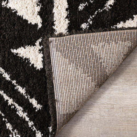 Maroq Black Cream Banded Peaks Rug by Kalora Interiors