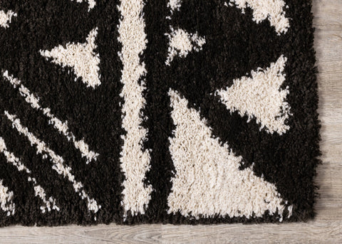 Maroq Black Cream Banded Peaks Rug by Kalora Interiors
