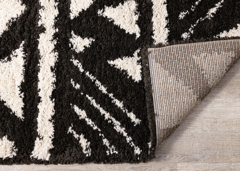 Maroq Black Cream Banded Peaks Rug by Kalora Interiors
