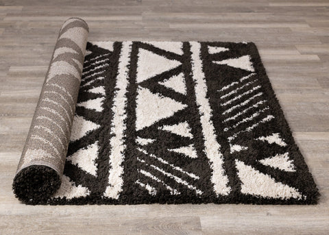Maroq Black Cream Banded Peaks Rug by Kalora Interiors
