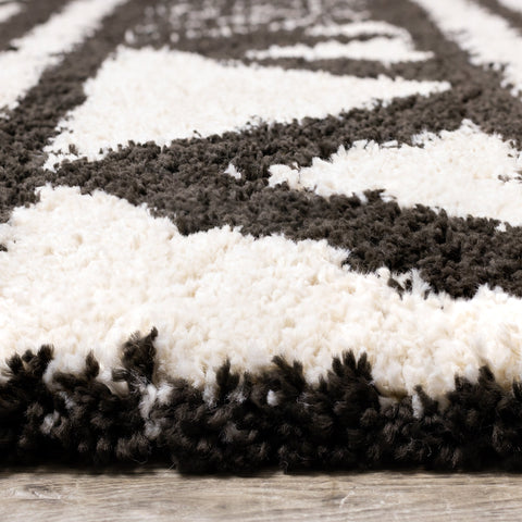 Maroq Black Cream Banded Peaks Rug by Kalora Interiors