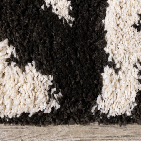 Maroq Black Cream Banded Peaks Rug by Kalora Interiors