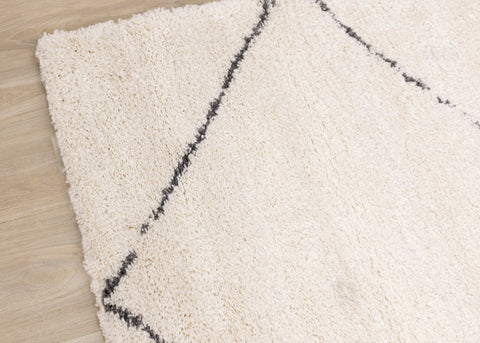 Maroq Cream Grey Uneven Trellis Rug by Kalora Interiors