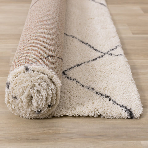 Maroq Cream Grey Uneven Trellis Rug by Kalora Interiors