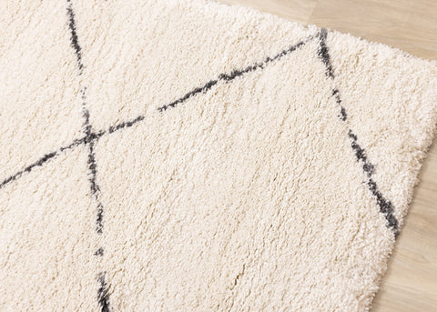 Maroq Cream Grey Uneven Trellis Rug by Kalora Interiors