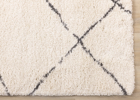 Maroq Cream Grey Uneven Trellis Rug by Kalora Interiors
