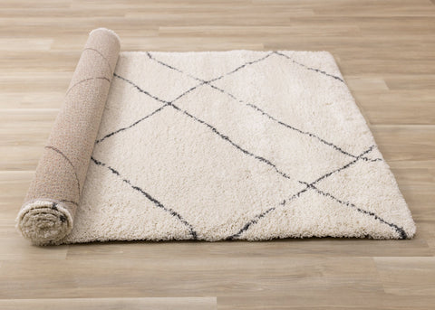 Maroq Cream Grey Uneven Trellis Rug by Kalora Interiors