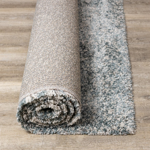 Maroq Blue Grey Cream Shag Rug by Kalora Interiors