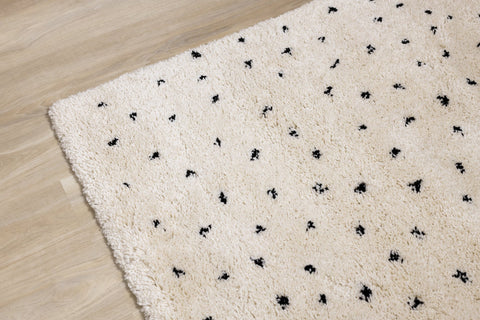 Maroq Cream Black Polka Dot Shag Rug by Kalora Interiors