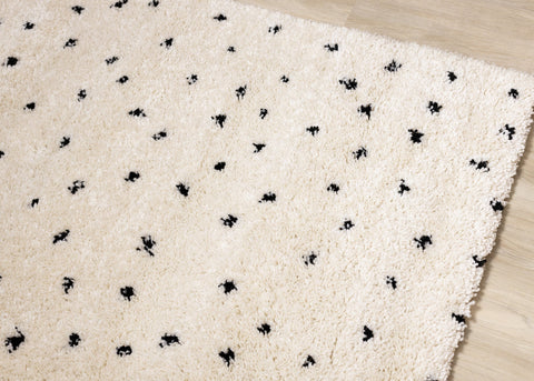 Maroq Cream Black Polka Dot Shag Rug by Kalora Interiors