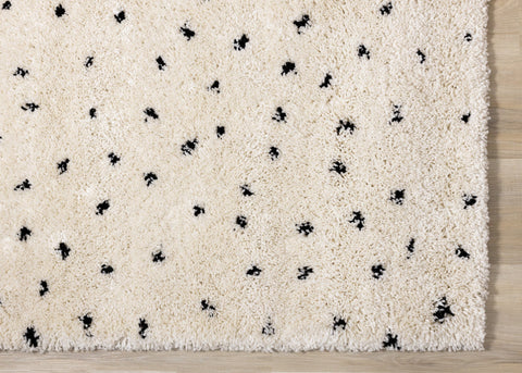 Maroq Cream Black Polka Dot Shag Rug by Kalora Interiors
