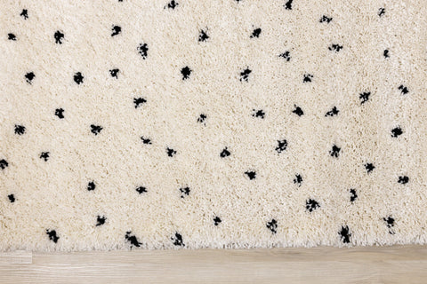 Maroq Cream Black Polka Dot Shag Rug by Kalora Interiors