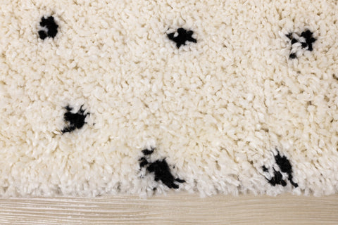 Maroq Cream Black Polka Dot Shag Rug by Kalora Interiors