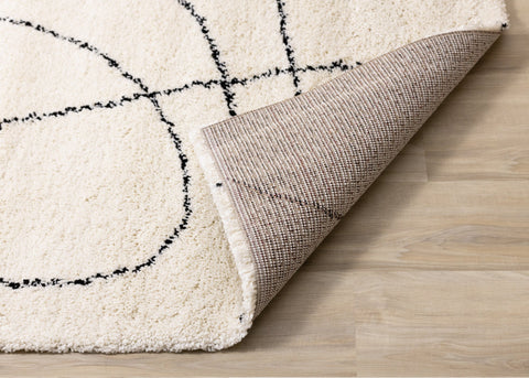 Maroq Cream Black Simple Shapes Rug by Kalora Interiors