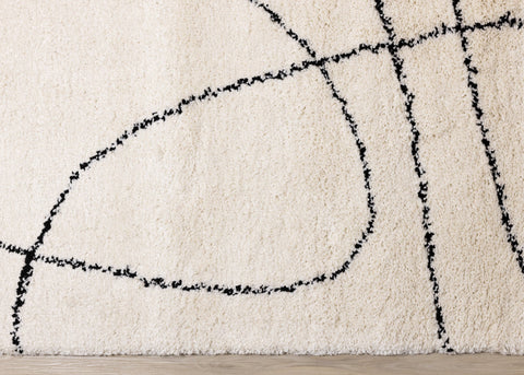 Maroq Cream Black Simple Shapes Rug by Kalora Interiors