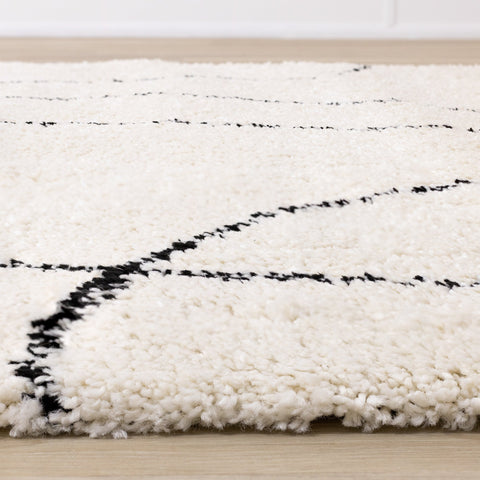 Maroq Cream Black Simple Shapes Rug by Kalora Interiors