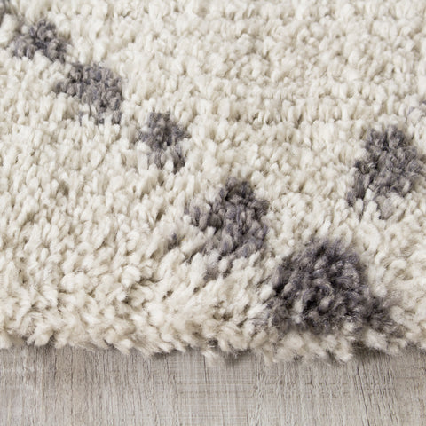 Matrique 5413_3A18 White Grey Lattice Shag Area Rug by Novelle Home