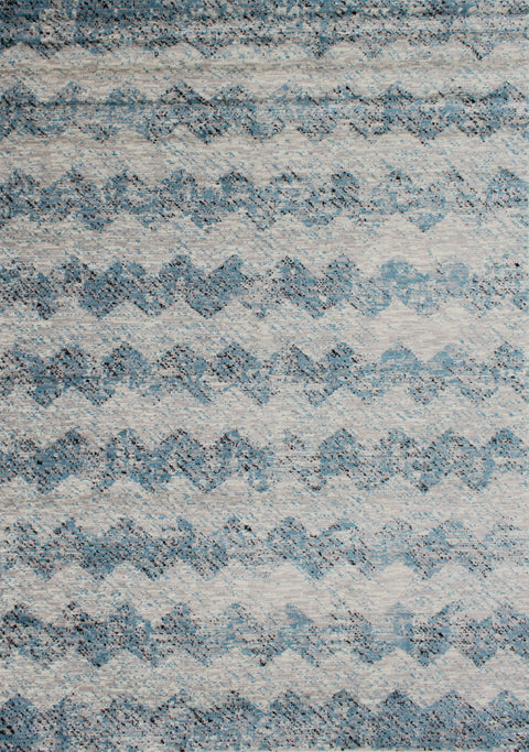 Meridian 8738_0252 Blue Grey Chevron Area Rug by Novelle Home