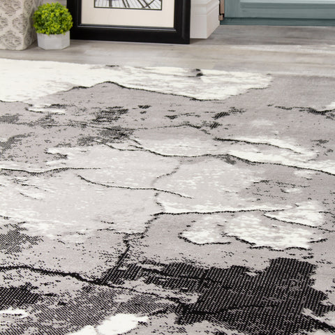 Meridian A005_0373 Grey Rock Face Texture Area Rug by Novelle Home