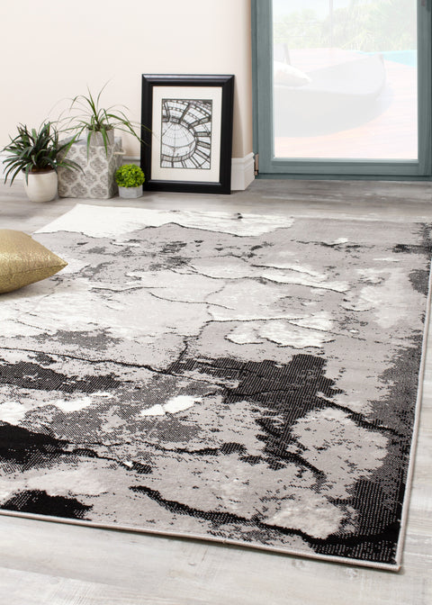 Meridian A005_0373 Grey Rock Face Texture Area Rug by Novelle Home