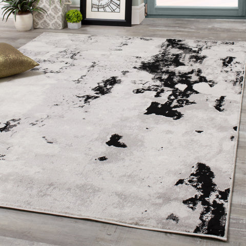 Meridian A006_0727 Grey Pebbles Distressed Area Rug by Novelle Home