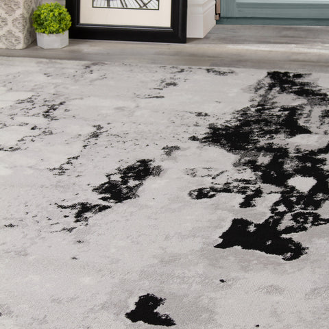 Meridian A006_0727 Grey Pebbles Distressed Area Rug by Novelle Home