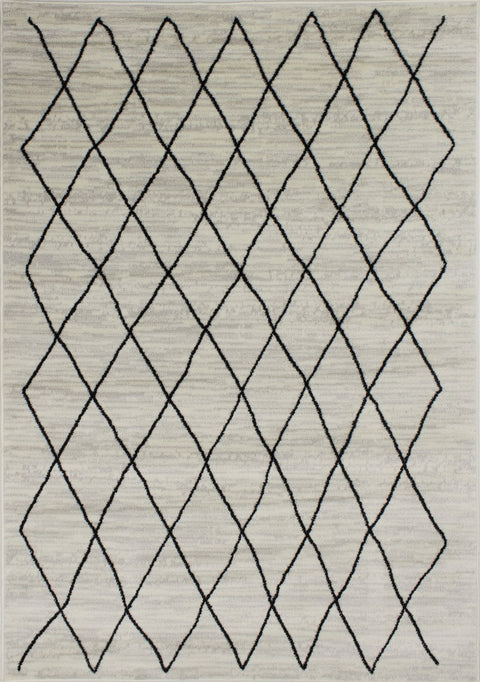 Meridian A191_0282 Pen-Drawn Trellis Lines Area Rug by Novelle Home