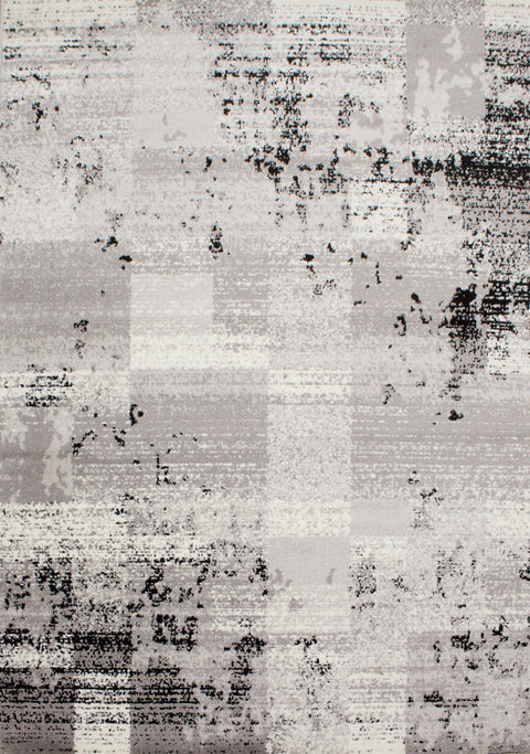 Meridian A608_0373 Grey Distressed Rectangles Area Rug by Novelle Home