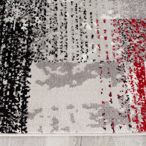 Meridian A608_0767 Red Distressed Rectangles Area Rug by Novelle Home