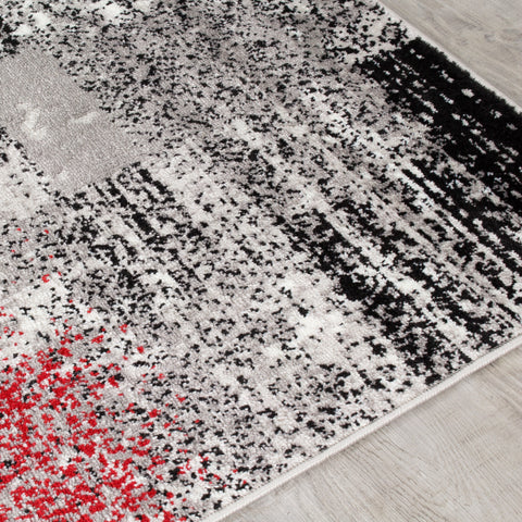 Meridian A608_0767 Red Distressed Rectangles Area Rug by Novelle Home