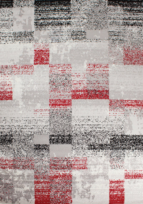 Meridian A608_0767 Red Distressed Rectangles Area Rug by Novelle Home