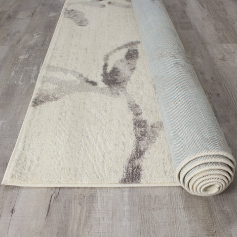 Meridian A643_0272 Grey Cream Watercolour Flower Area Rug by Novelle Home