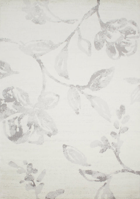 Meridian A643_0272 Grey Cream Watercolour Flower Area Rug by Novelle Home