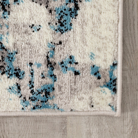 Meridian B193_4757 Grey Distressed Blue Spackle Area Rug by Novelle Home