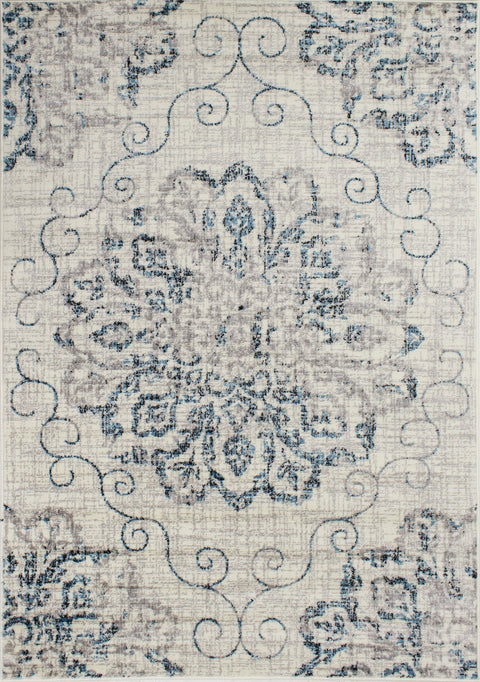 Meridian B202_4252 Distressed Flower Medallion Area Rug by Novelle Home